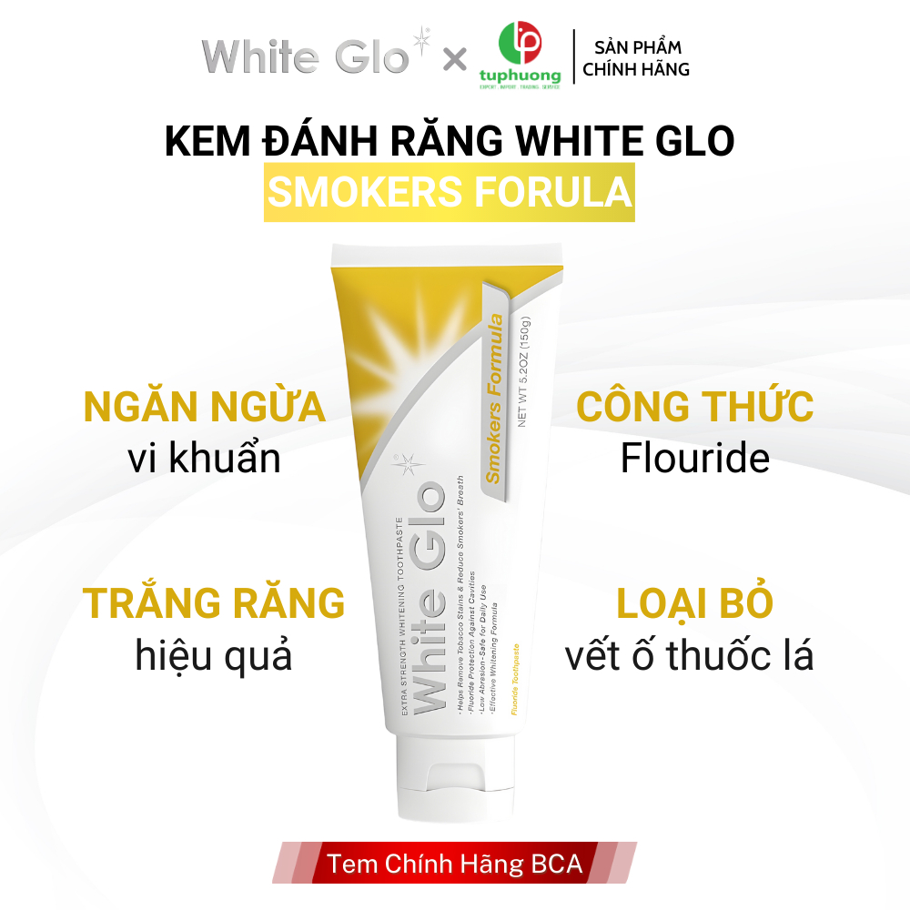 Kem Đánh Răng White Glo Dành Cho Người Hút Thuốc  150gr _ Smoker Formula Whitening Toothpaste