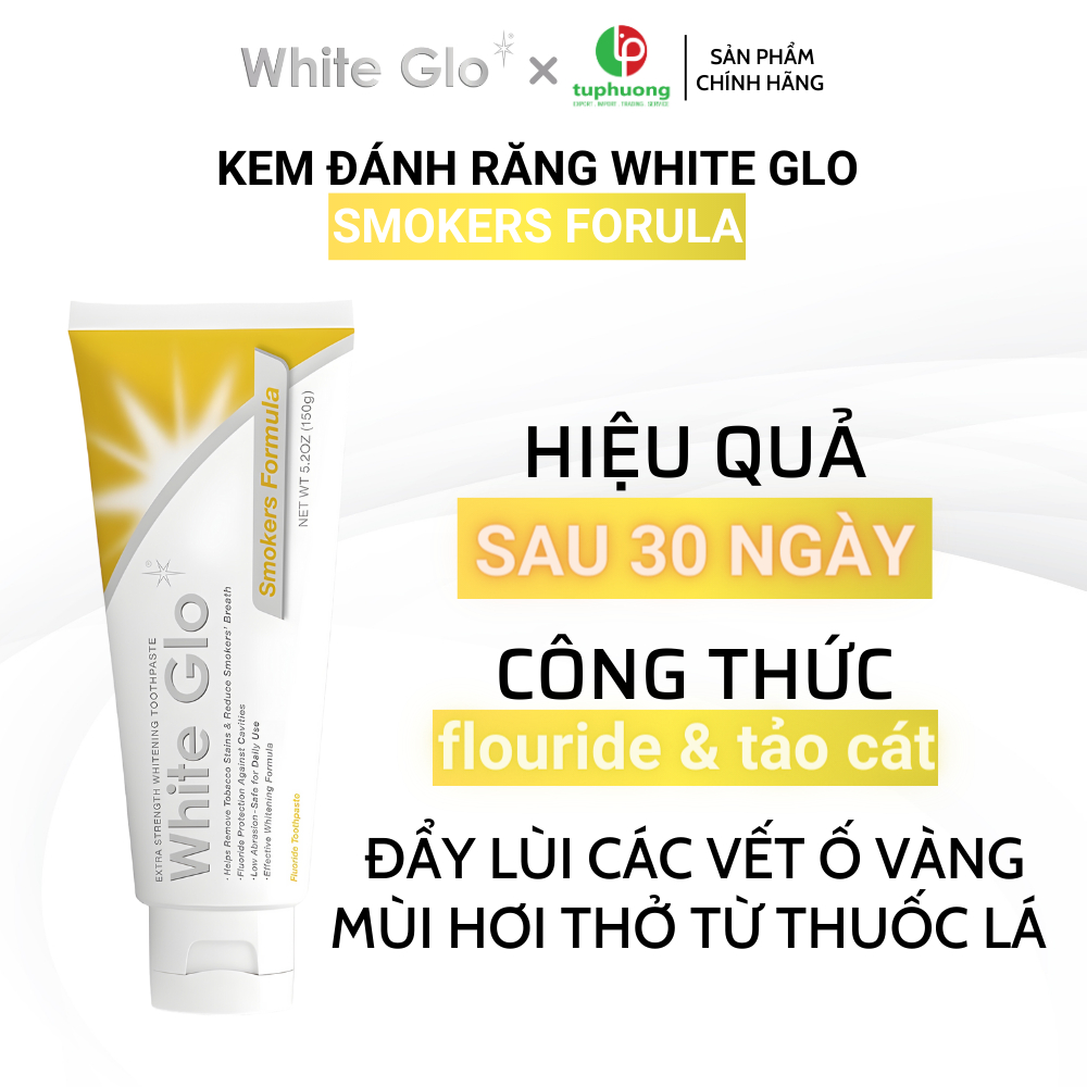 Kem Đánh Răng White Glo Dành Cho Người Hút Thuốc  150gr _ Smoker Formula Whitening Toothpaste