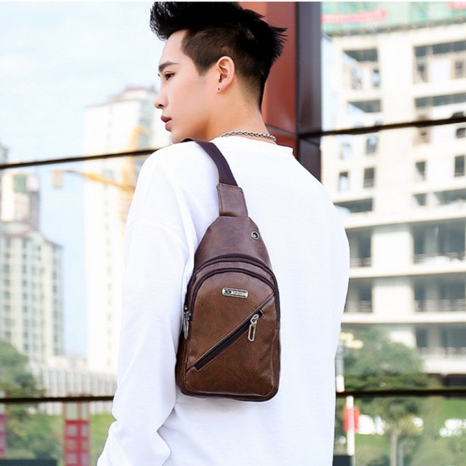 Túi Đeo Chéo Nam Da Pu Chống Nước Phong Cách Hàn Quốc TC131