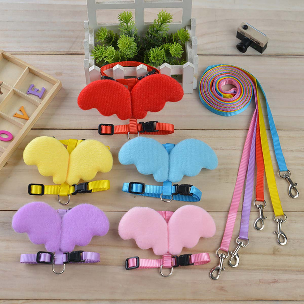 Dây Dắt Chó Đi Dạo Mèo Hamster Bọ Ú Thỏ Sóc Bay Đất Cánh Thiên Thần Dài Con Nhỏ Thú Cưng Chơi Show 9 Màu Đỏ Tiện Lợi