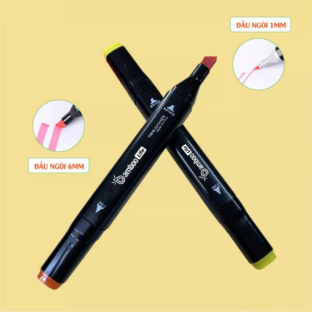 Bút Màu-Bút Dạ Marker Touch 48 Cây Bút highlight Kèm Túi Vải Bút Tô Màu Dạ Vẽ Tranh Anime Bộ 48 Cây PUKAPI