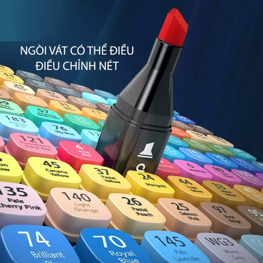 Bút Màu-Bút Dạ Marker Touch 48 Cây Bút highlight Kèm Túi Vải Bút Tô Màu Dạ Vẽ Tranh Anime Bộ 48 Cây PUKAPI