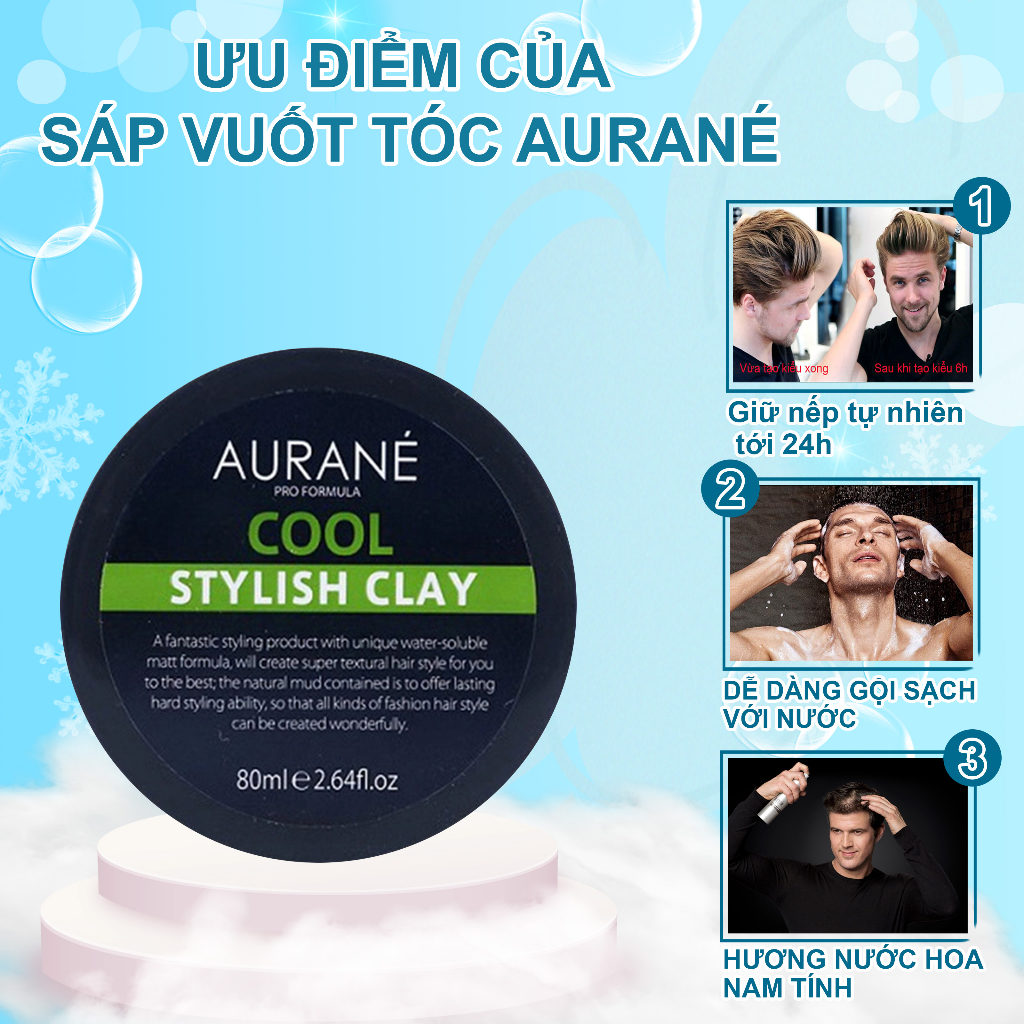 vuốt tóc Aurane Cool Stylish Clay chính hãng , chăm sóc tóc , giữ nếp tóc