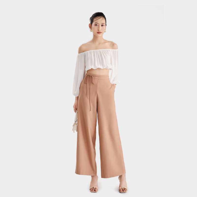 Quần Dài Nữ MARC FASHION Ống Suông Phối Dây Thắt Lưng - CBVH062923