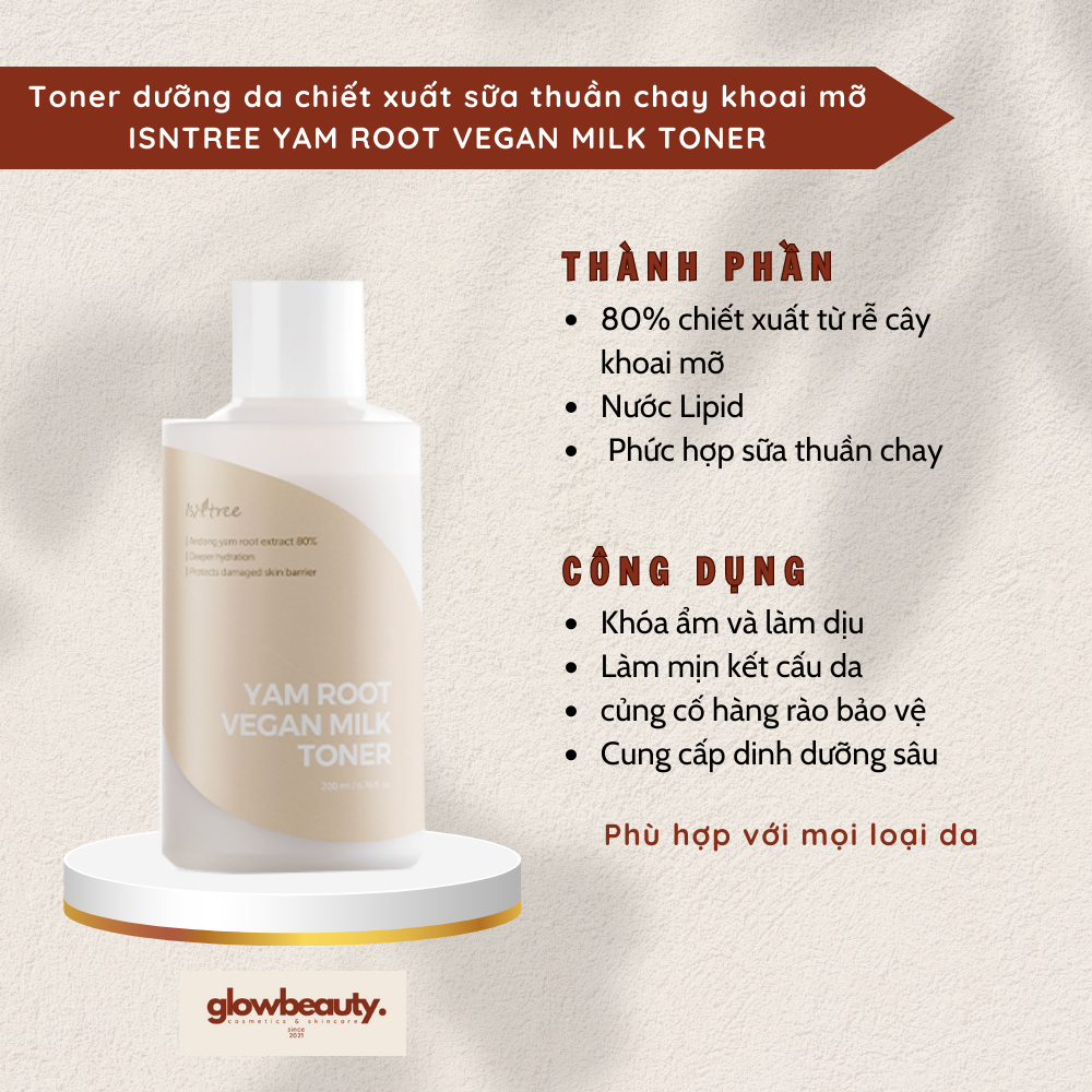 Toner dưỡng da chiết xuất sữa thuần chay khoai mỡ 𝐈𝐬𝐧𝐭𝐫𝐞𝐞 𝐘𝐚𝐦 𝐑𝐨𝐨𝐭 𝐕𝐞𝐠𝐚𝐧 𝐌𝐢𝐥𝐤 𝐓𝐨𝐧𝐞𝐫 𝟐𝟎𝟎𝐦𝐥 [