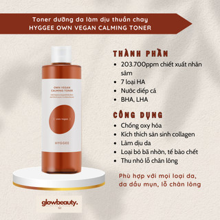 Toner dưỡng da làm dịu thuần chay HYGGEE Own Vegan Calming Toner 250ml