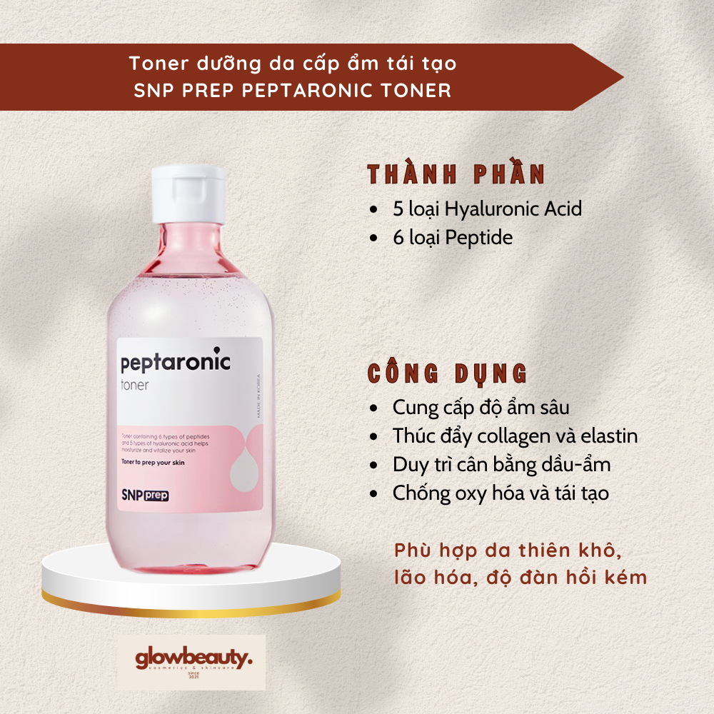 Toner dưỡng da cấp ẩm tái tạo SNP Prep Peptaronic Toner 320ml [GLOW BEAUTY]