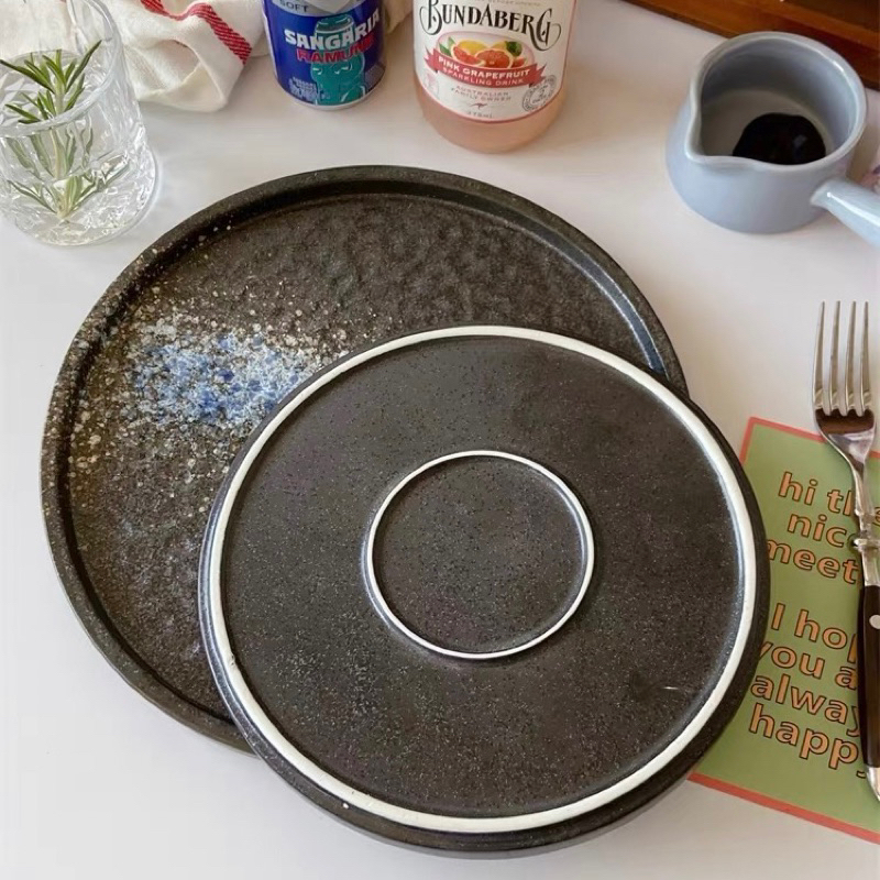 Đĩa sứ đen ăn đồ Tây, đĩa decor đẹp