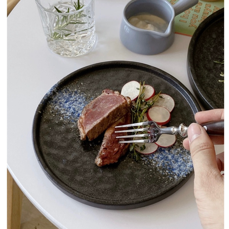 Đĩa sứ đen ăn đồ Tây, đĩa decor đẹp