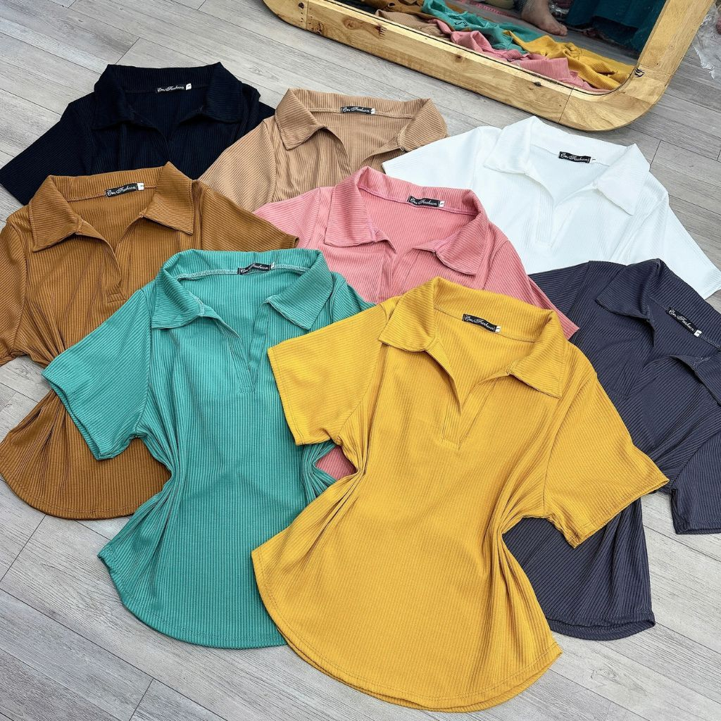 Áo thun polo bigsize, áo thun gân dáng vừa bigsize có giản vải gân G120 | BigBuy360 - bigbuy360.vn