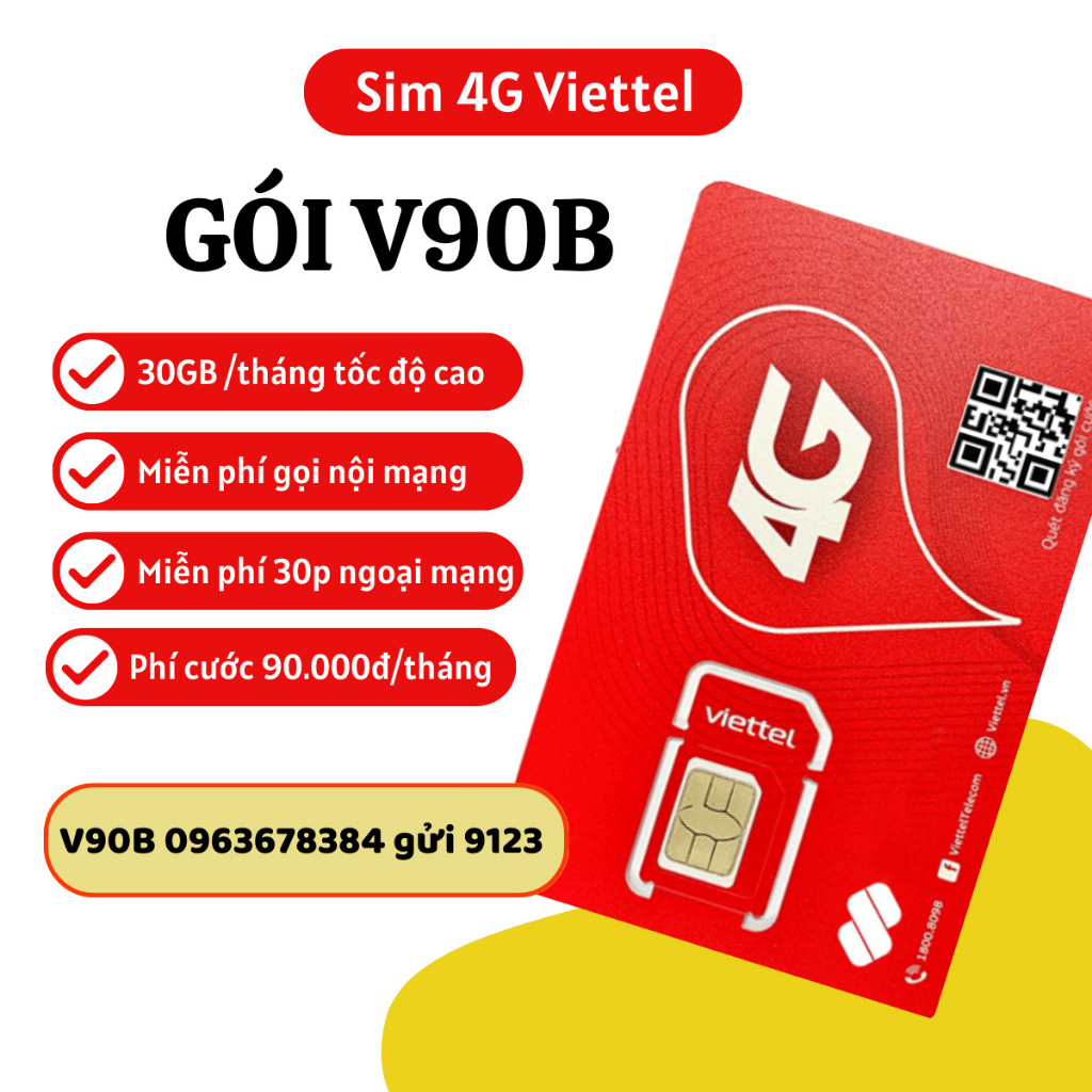 SIM VIETTEL 4G V90B TRUY CẬP MẠNG TẸT GA NGHE GỌI KHÔNG MẤT PHÍ