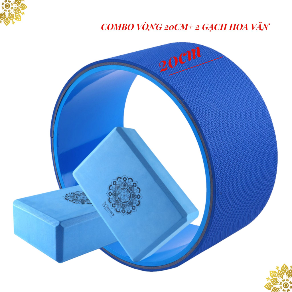 Combo Vòng gai 20cm + 2 gạch 480gr hoa văn, Hàng Cao Cấp Hỗ Trợ Các Bài Tập Yoga