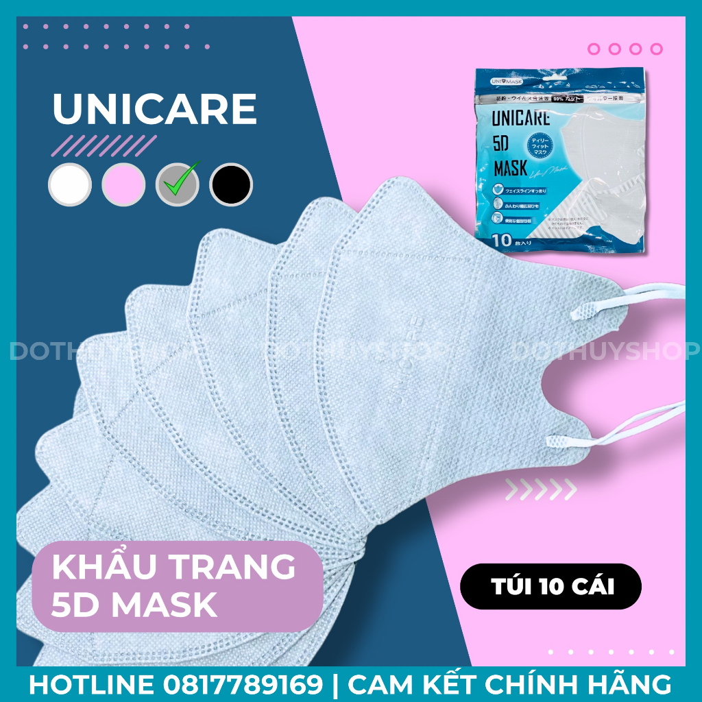 Khẩu trang 5D chống bụi kháng khuẩn 3 lớp tôn dáng mặt