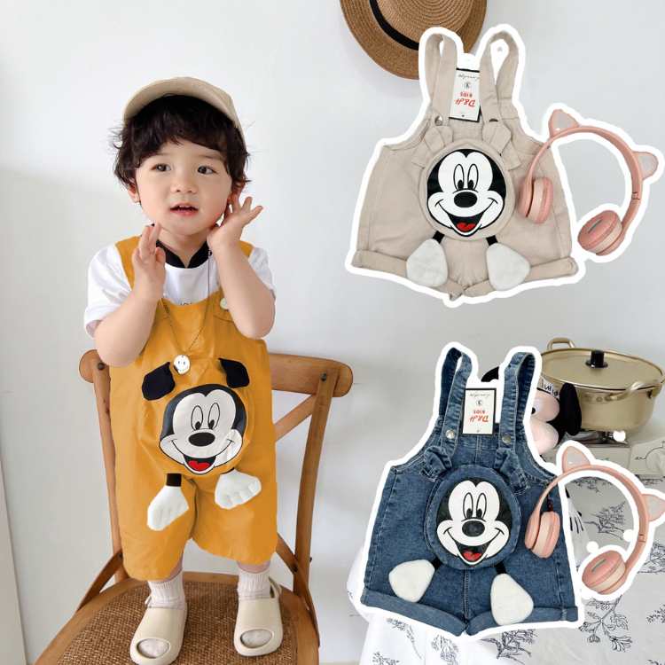 Yếm quần cho bé trai bé gái Hokiha Kid hình Mickey dễ thương chất kaki,vải bò dày dặn size 9-22kg TE363