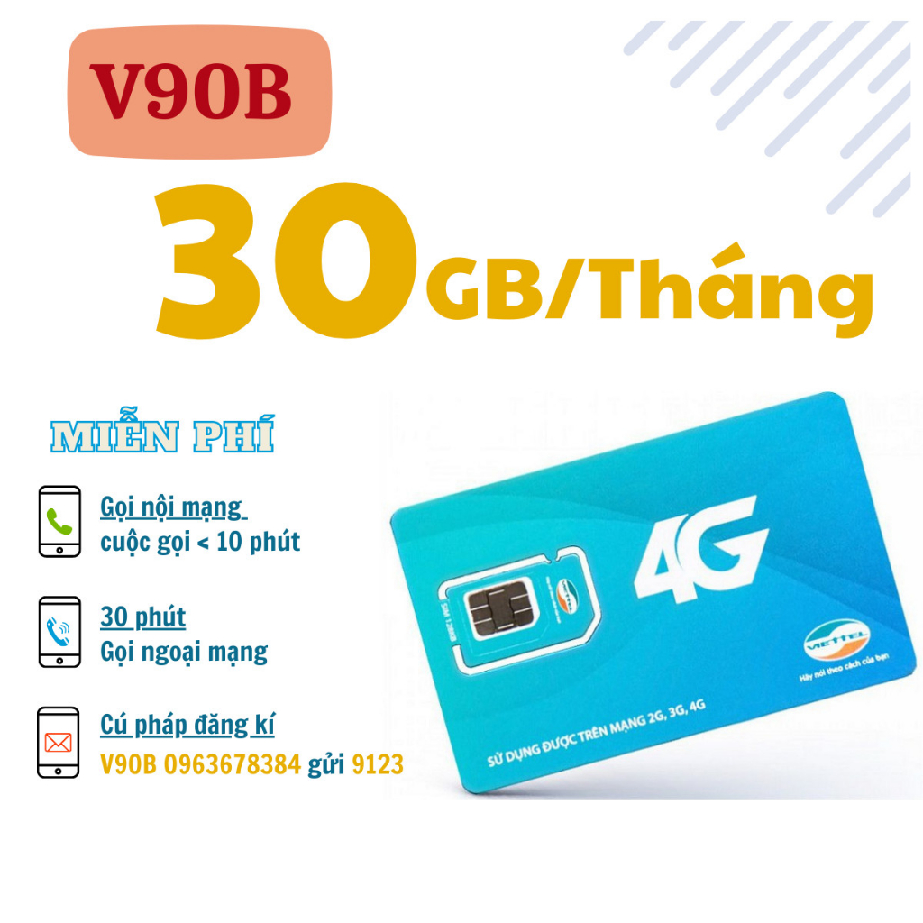 Siêu SIM 4G Viettel TỐC ĐỘ CAO TẶNG GÓI V90B THAY THẾ GÓI CŨ UMAX50N GIÁ CỰC RẺ