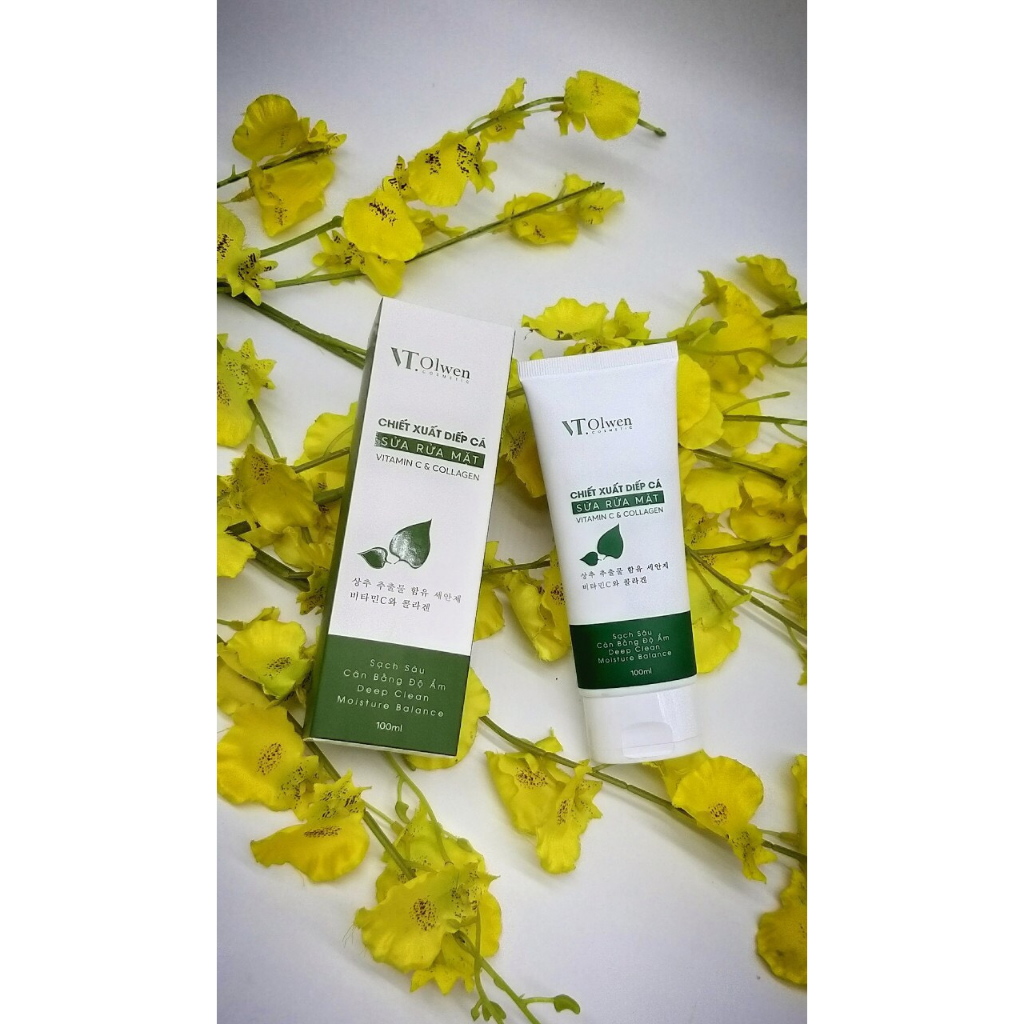 Sữa rửa mặt chiết xuất diếp cá VT.Olwen 100ml vitamin C và Collagen làm sạch sâu, cân bằng độ ẩm cho da