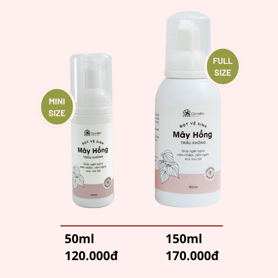 [MINI SIZE] Bọt Vệ Sinh Phụ Nữ Mây Hồng Tinh Chất Trầu Không Cỏ Mềm 50ml