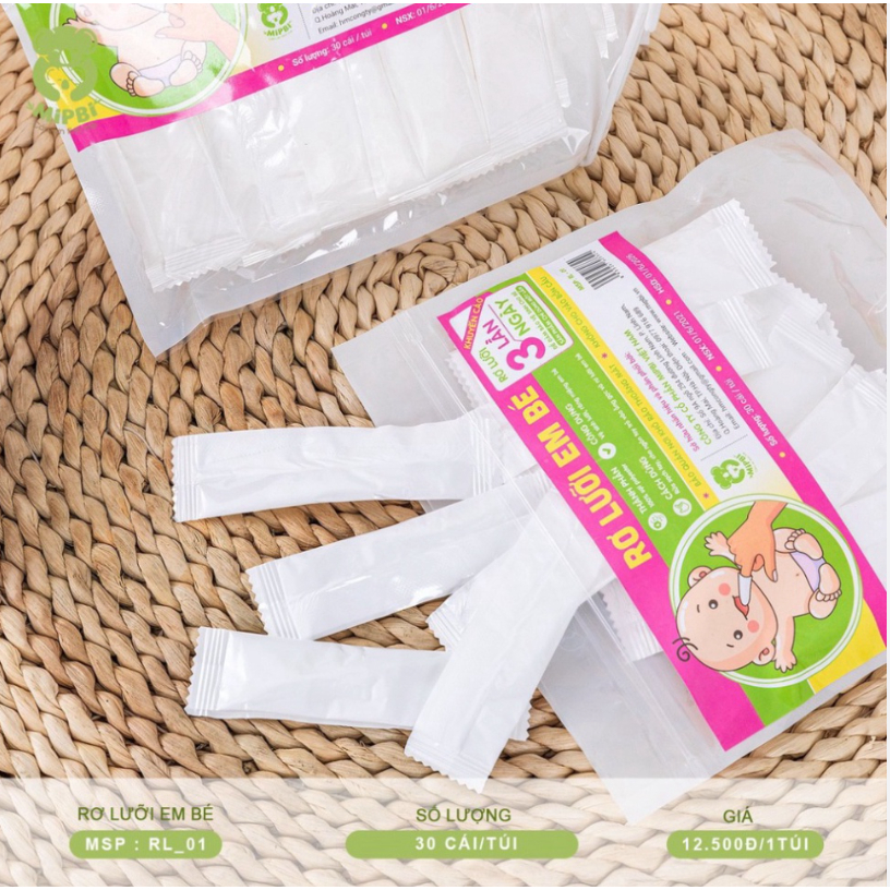 Gạc rơ lưỡi khô MIPBI túi 30 chiếc