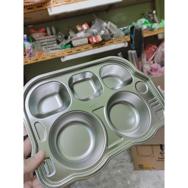 KHAY CƠM INOX 3 NGĂN HÌNH THÚ CHO BÉ TẬP ĂN CAO CẤP AN TOÀN CHO SỨC KHỎE TRẺ EM
