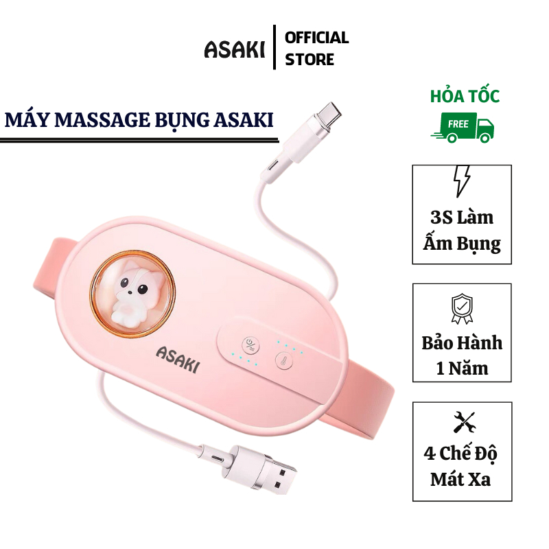 Máy Massage Làm Ấm Bụng ASAKI Đai Đeo Giảm Đau Bung Kinh Nguyệt Cho Phụ Nữ Đến Kì