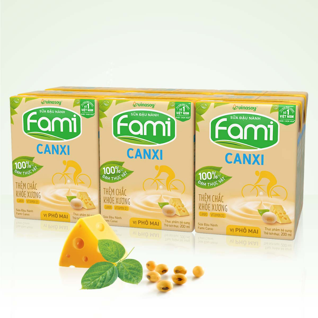 Thùng sữa đậu nành Fami Canxi Phô Mai (36 hộp x 200ml)