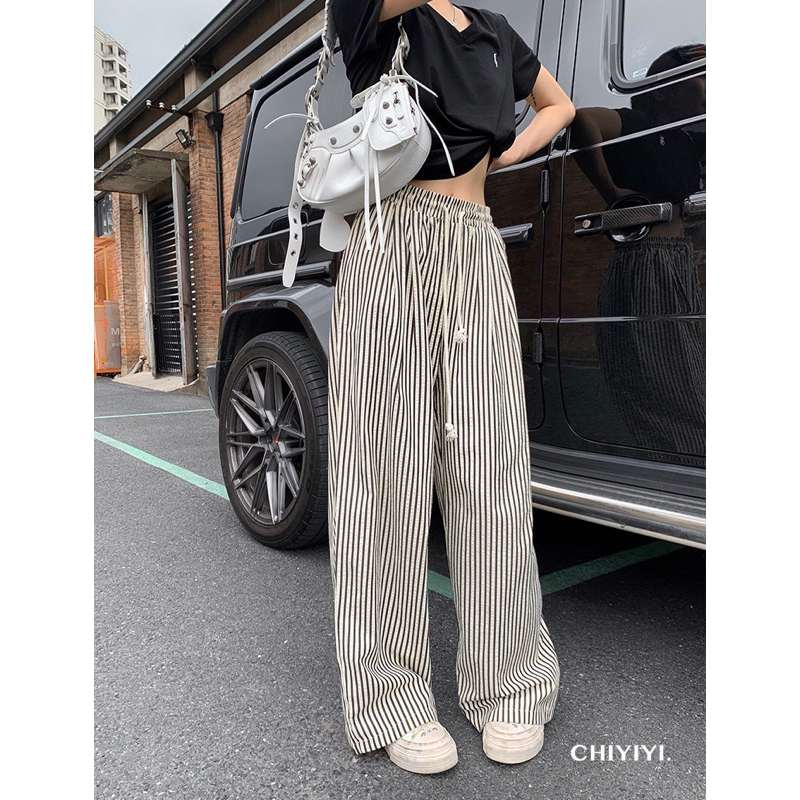 KAYY. Quần xuông kẻ sọc cạp chun _ Q702