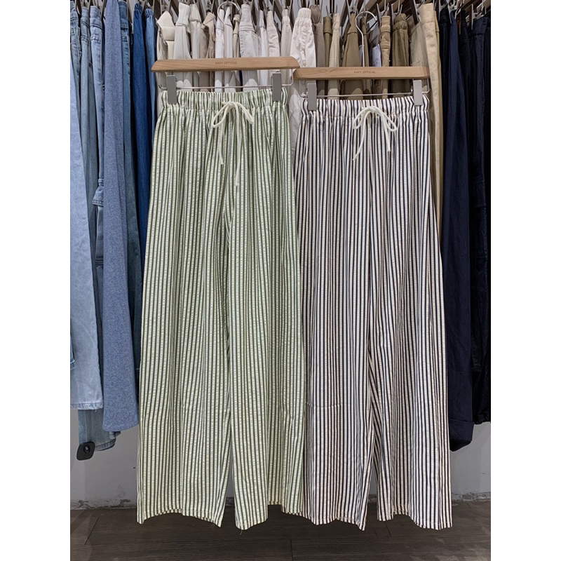 KAYY. Quần xuông kẻ sọc cạp chun _ Q702