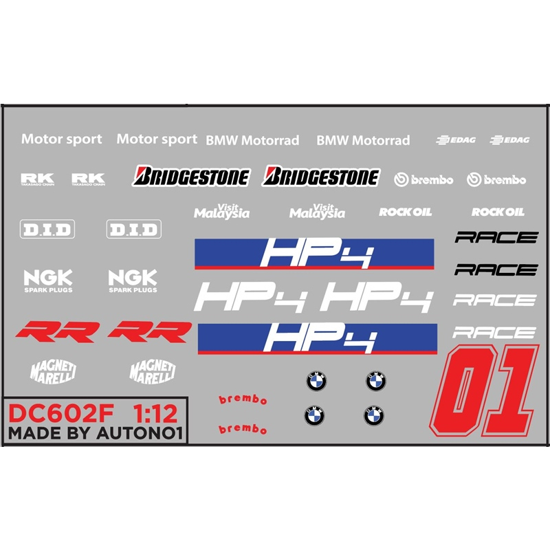 Decal nước độ BWM s1000 s1000rr - petroas - cá mập -  2020 WSBK tỉ lệ 1:12 DC602