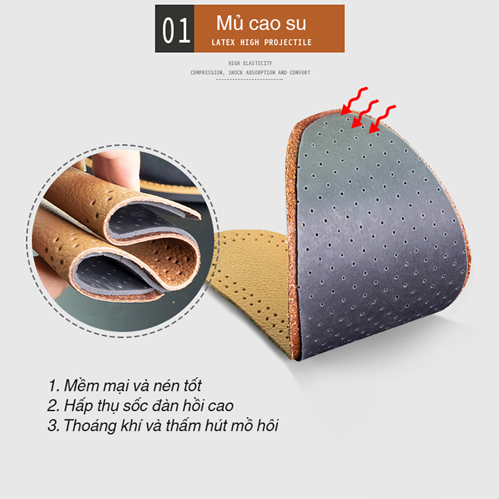 Lót Giày Da HASA LGD05 Êm Chân Và Thoáng Khí Khử Mùi Chính Hãng