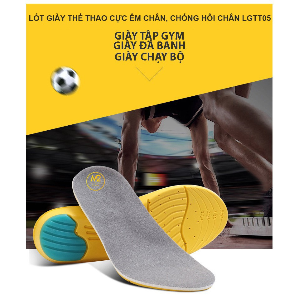 Cặp lót giày thể thao êm chân, hai lớp thấm hút mồ hôi, chống hôi chân HASA LGTT05