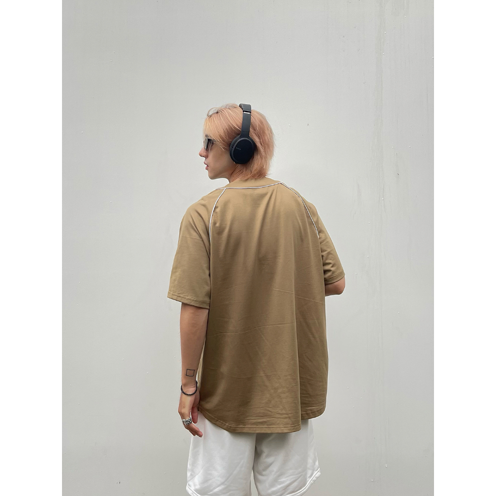 Áo T-shirt bóng chày JERSEY có khuy cài 100% cotton chính hãng - D'VIEGO