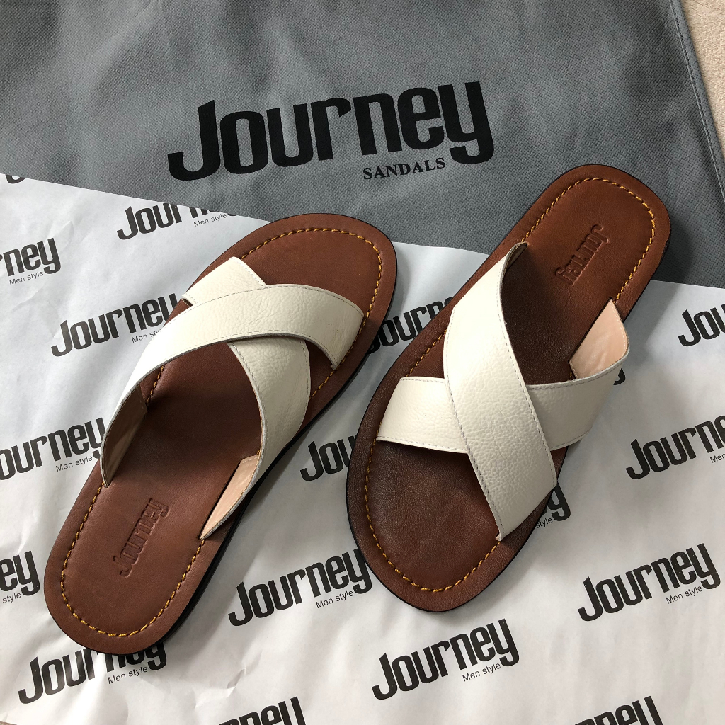 Dép Nam Nữ JOURNEY Quai Chéo 3 màu Đen, Nâu, trắng
