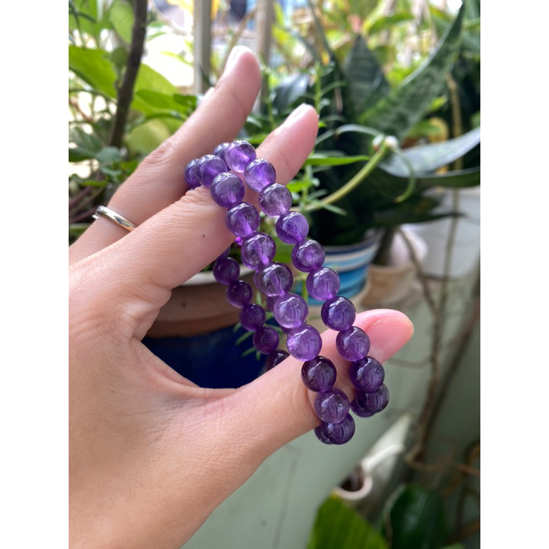 Vòng tay đá tím Amethyst tự nhiên 8mm chất đá đậm sáng - Natural Purple Ame thyst Quar tz @gocdoquyen