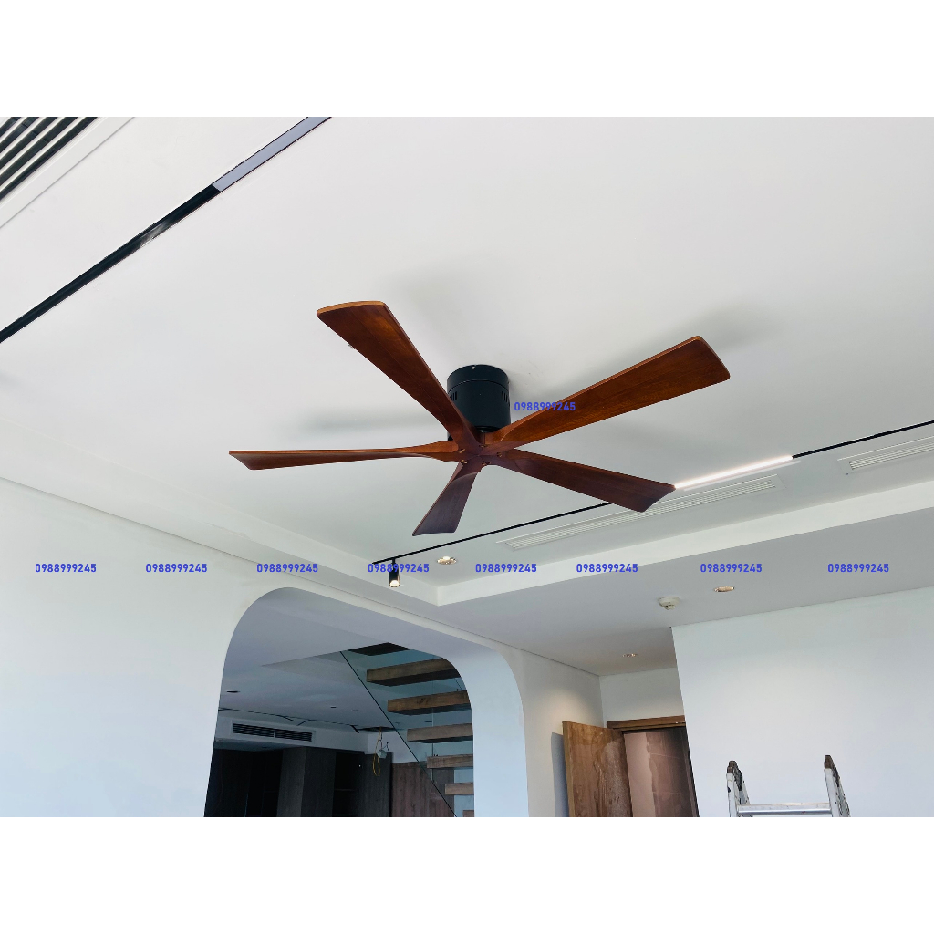 Quạt trần 5 cánh gỗ,quạt trần trang trí loại I dành cho phòng khách - chung cư - khách sạn động cơ DC 6 cấp gió siêu mát