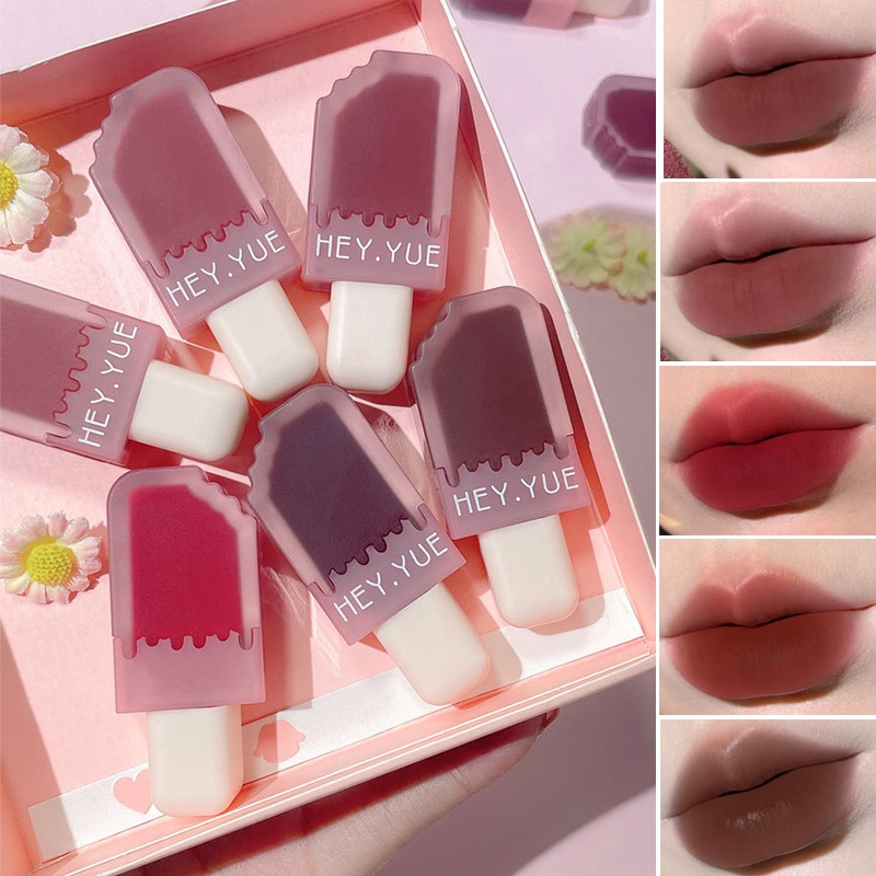 Son kem lì que kem bing chilling HEY YUE mỏng mịn bền màu Ice Cream Lip Glaze HYUE01