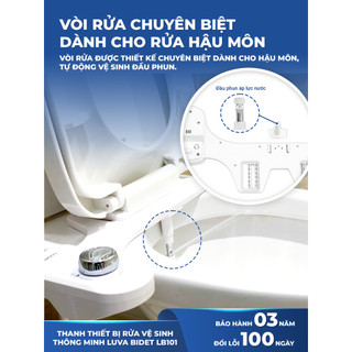Vòi Xịt Rửa Vệ Sinh Thông Minh LUVA Bidet LB101 Bảo Hành 3 Năm Đổi Lỗi 100 Ngày, Không Dùng Điện