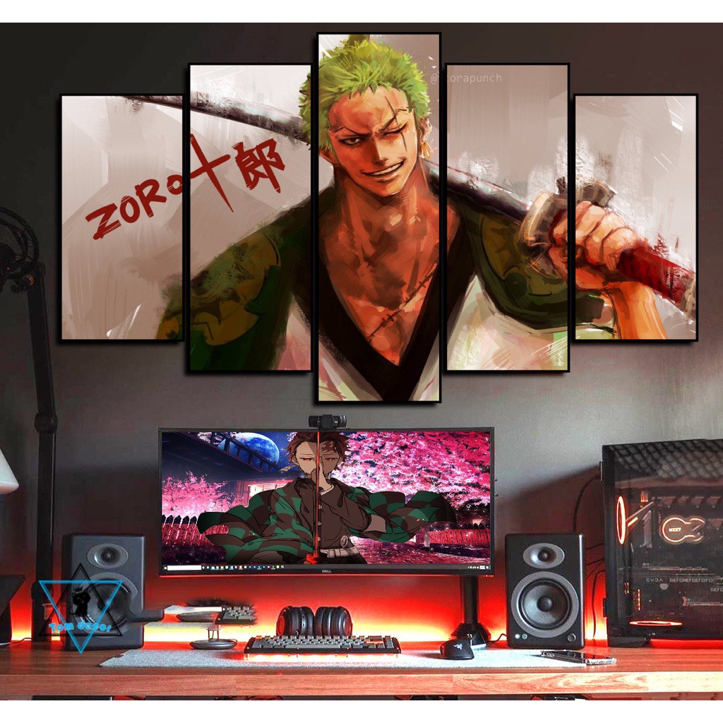 Tranh Treo Tường Bộ 5 one pice Trang Trí Phong Game Gamming Phòng Ngủ/ Phòng Khách/ LÀm Quà tặng