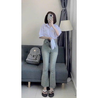 Quần Jean Ống Loe Nữ co dãn nhẹ, ống đứng xuông Q10