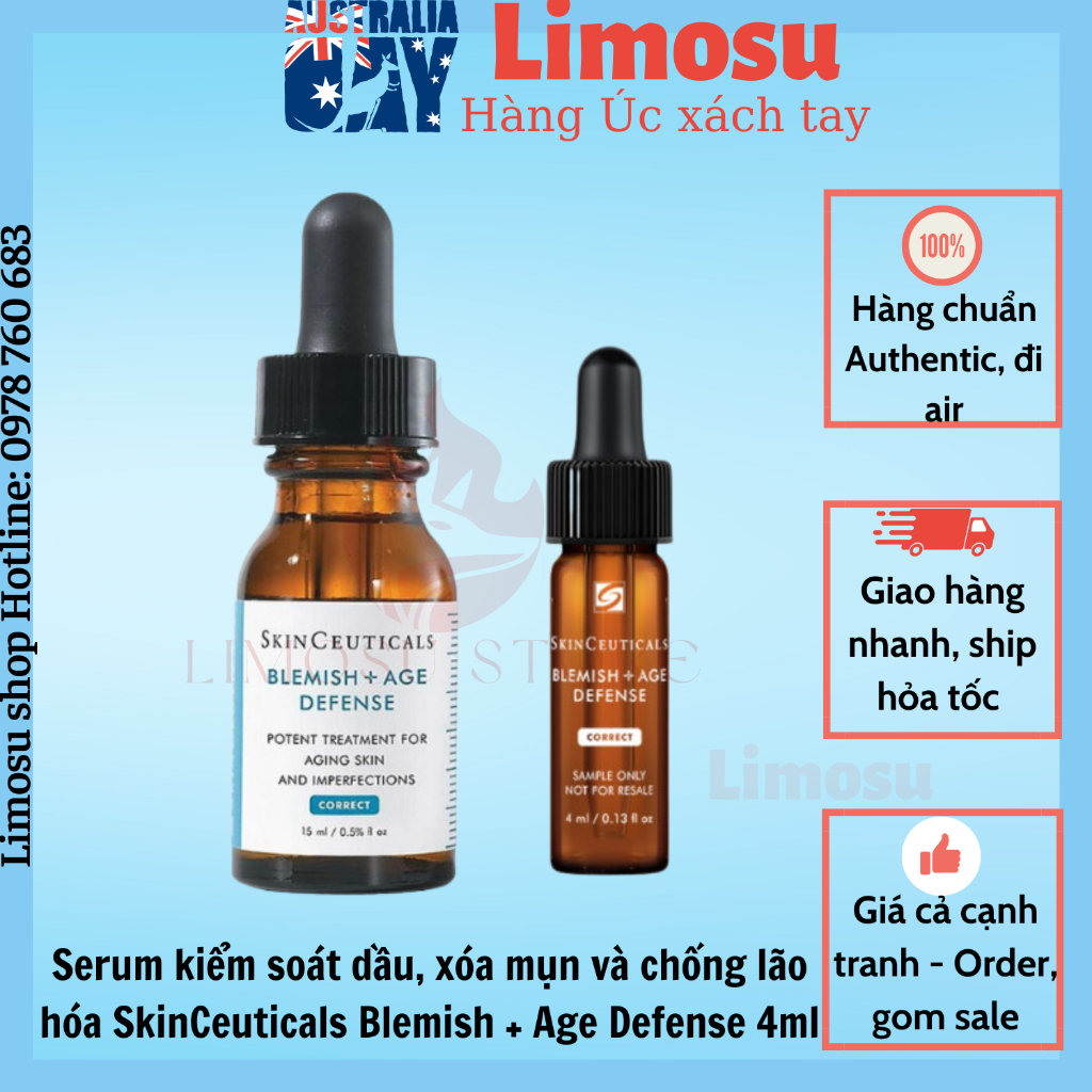 Serum kiểm soát dầu, xóa mụn và chống lão hóa SkinCeuticals Blemish + Age Defense 4ml