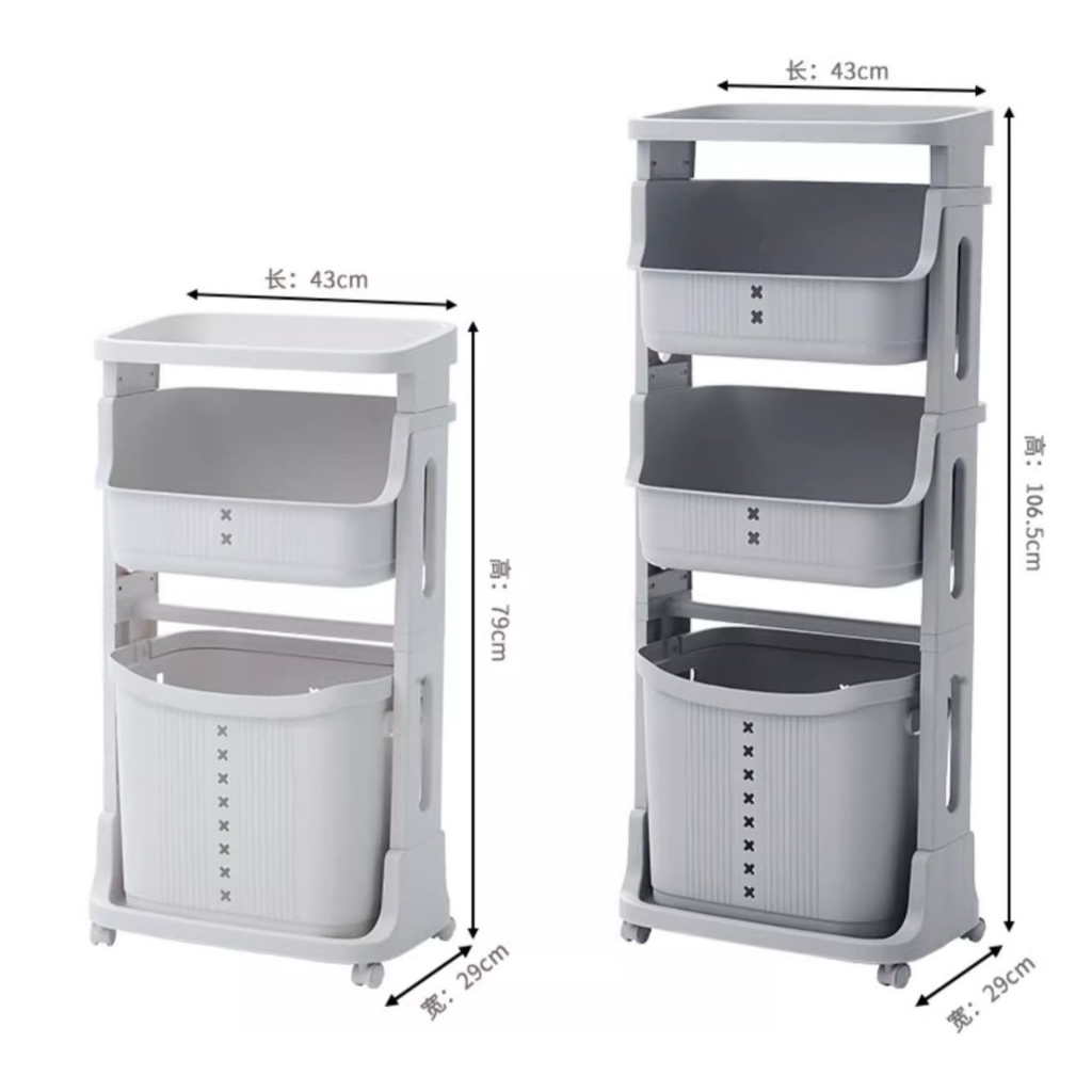 Kệ nhựa plastic cho bé MONMON 04 3 tầng 104x44x26cm, kệ đựng đồ quần áo trẻ em - Monnie Kids