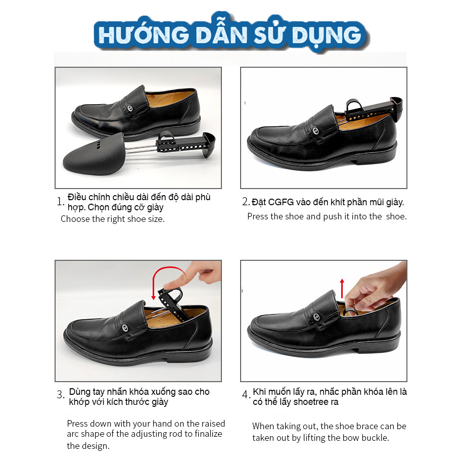 Cặp Cây Giữ Form Giày HASA Shoe Tree nhựa CGFG01 Tùy Chỉnh Size Chính Hãng