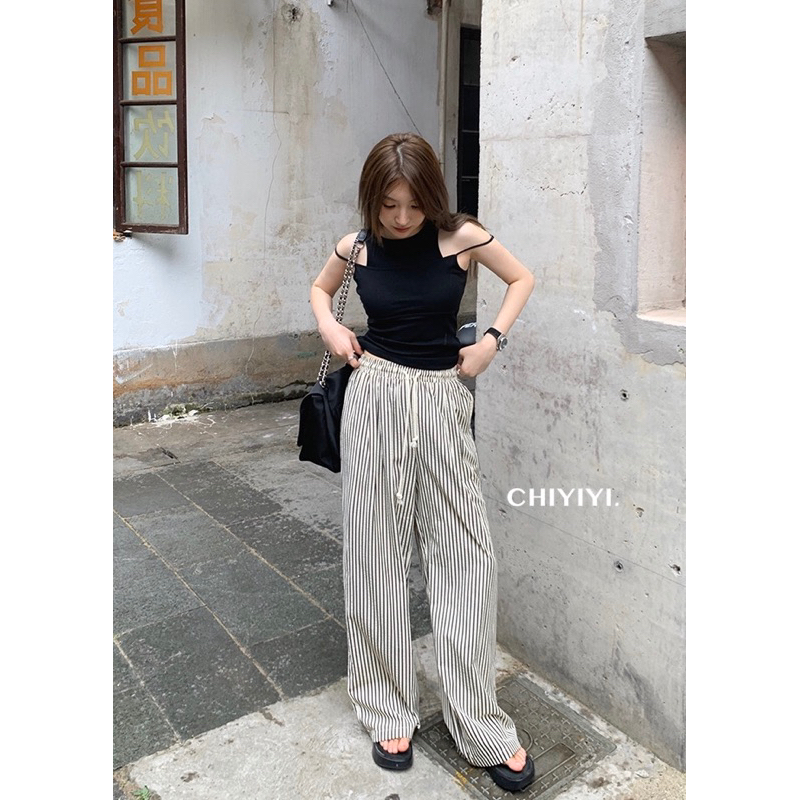 KAYY. Quần xuông kẻ sọc cạp chun _ Q702