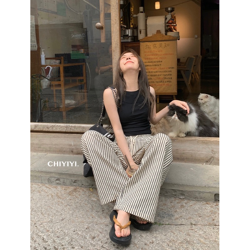 KAYY. Quần xuông kẻ sọc cạp chun _ Q702