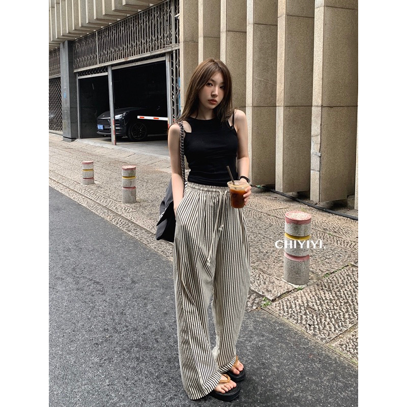 KAYY. Quần xuông kẻ sọc cạp chun _ Q702