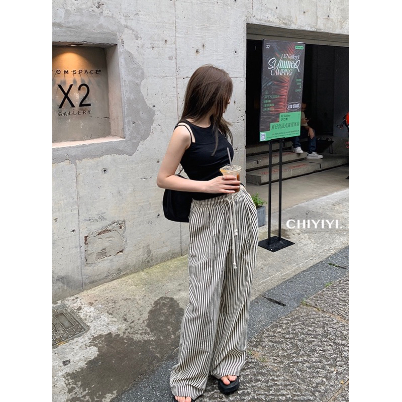 KAYY. Quần xuông kẻ sọc cạp chun _ Q702