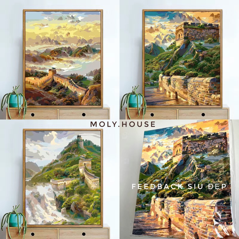 Tranh số hoá tự tô đã căng khung diy Phong cảnh Vạn Lý Trường Thành - Moly House order