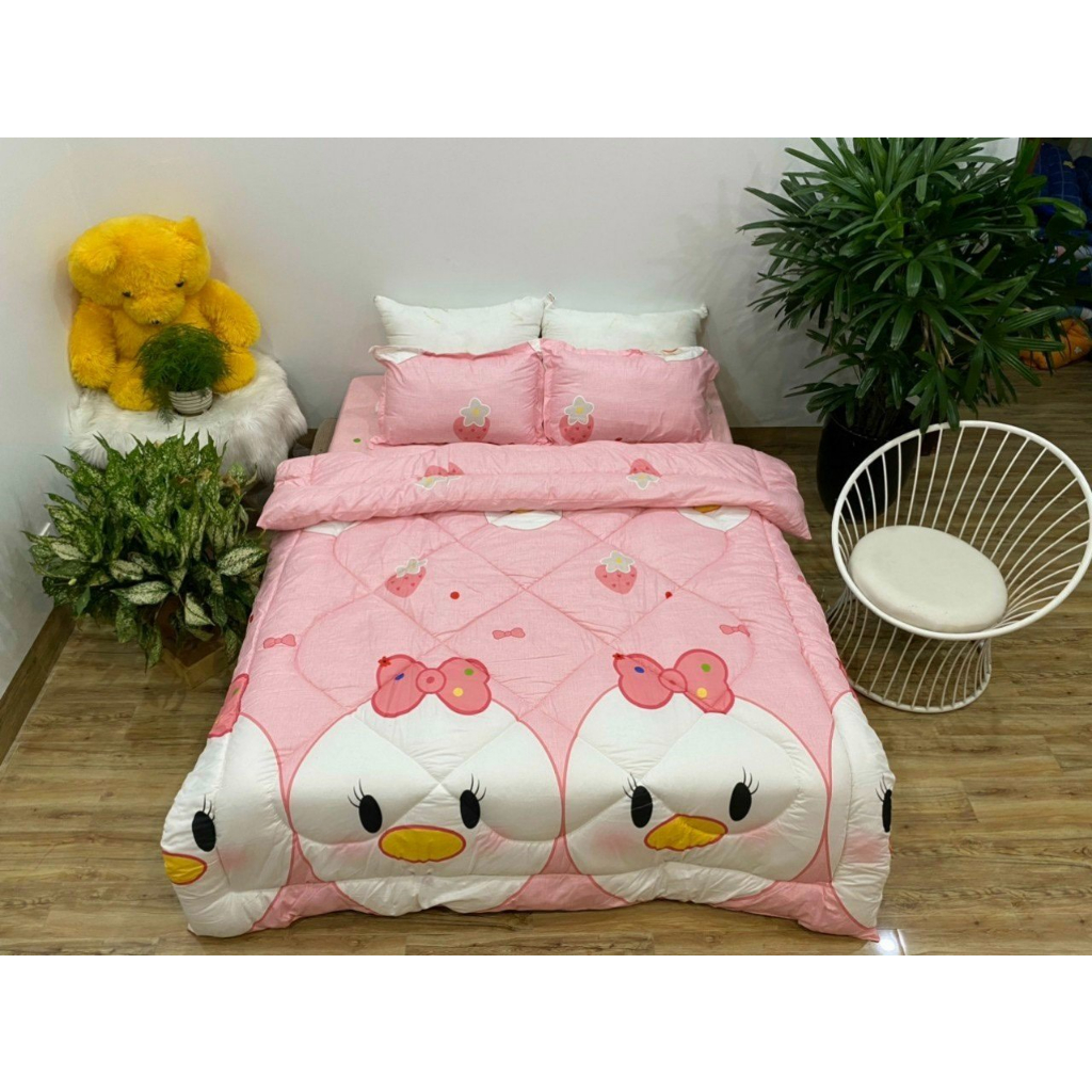 Bộ Chăn Phao 5 món Chăn Sẵn Ruột, ga Gối Cotton Poly - Mền Đẹp kích thước m2/ m6/ m8/ 2m2 - Được Chọn Mẫu - [VŨ TRỤ]