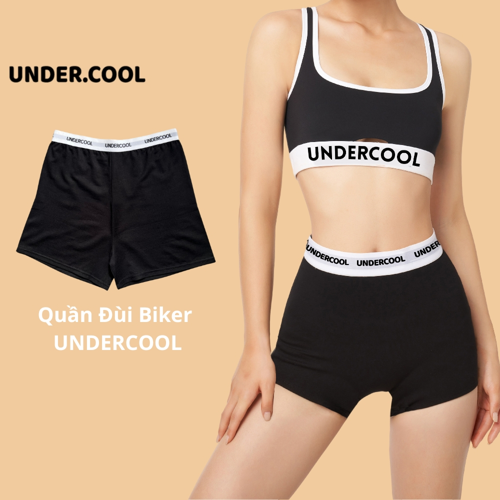 Quần đùi short nữ UNDERCOOL vải umi dẻo co dãn tốt cạp cao dáng ngắn thun cạp cao biker lửng ngố đồ mặc nhà dáng ôm