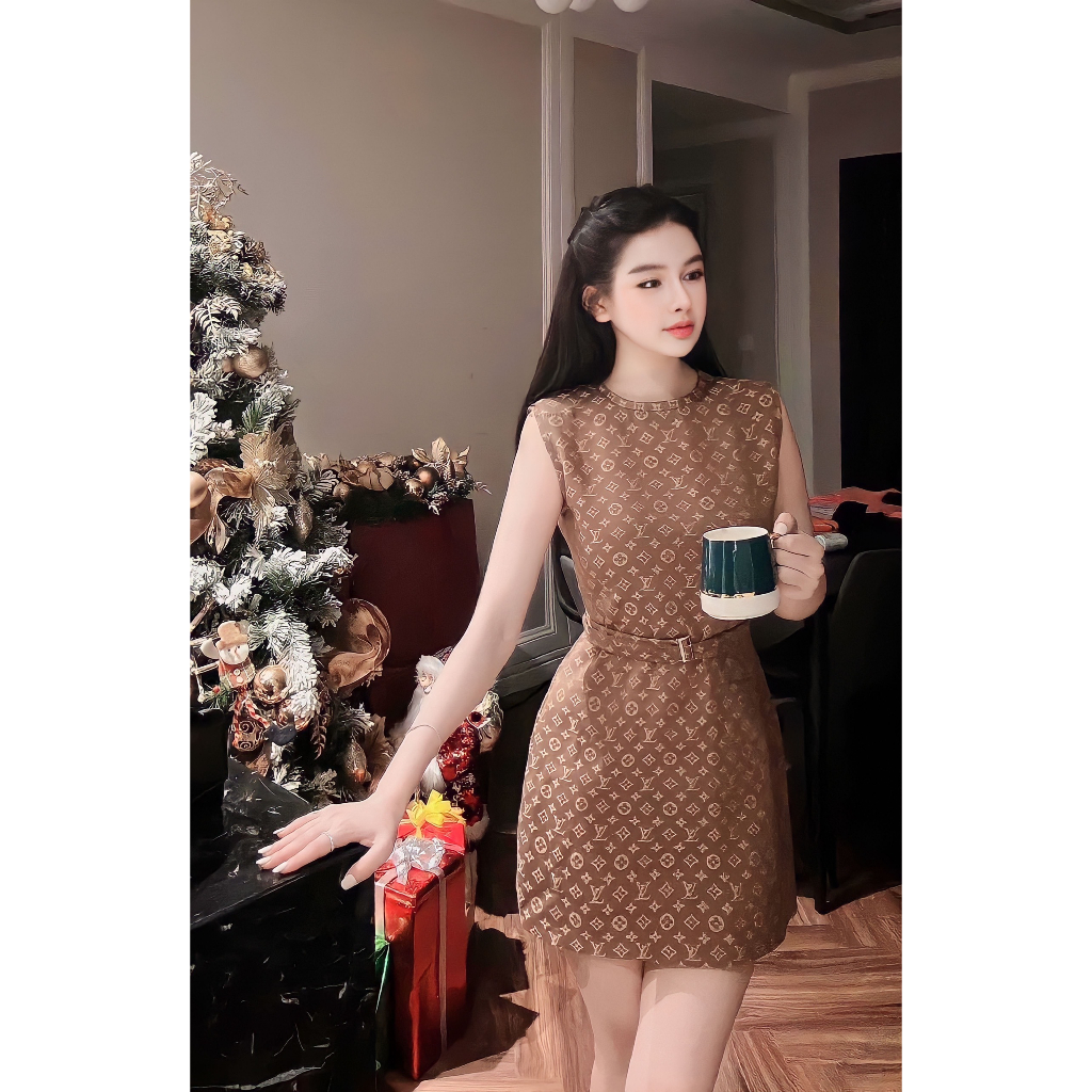 Váy lv cao cấp sang chảnh kèm đai lưng