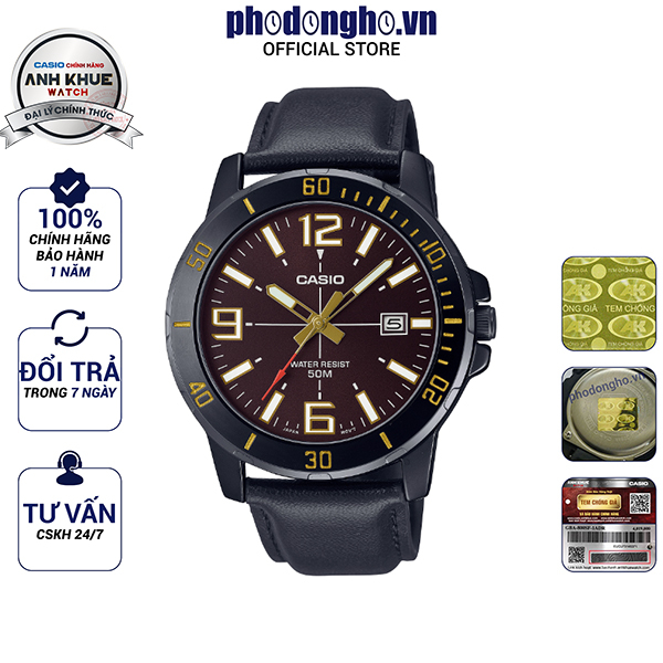 Đồng hồ nam dây da Casio Anh Khuê MTP-VD01BL-5BVUDF
